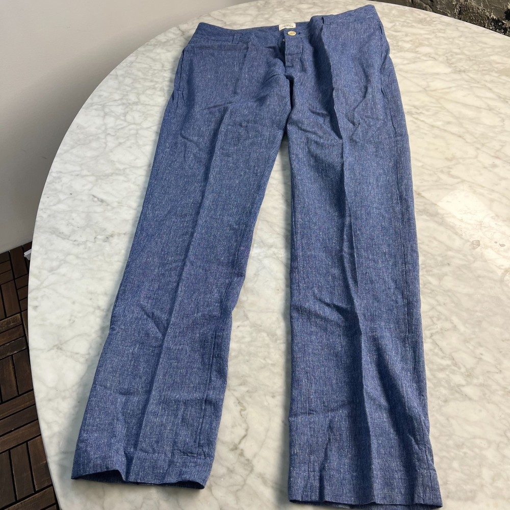 Women's Blue Tailored Straight-Leg Pants